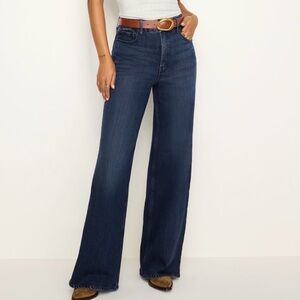 Good American Navy Wide Leg Jeans